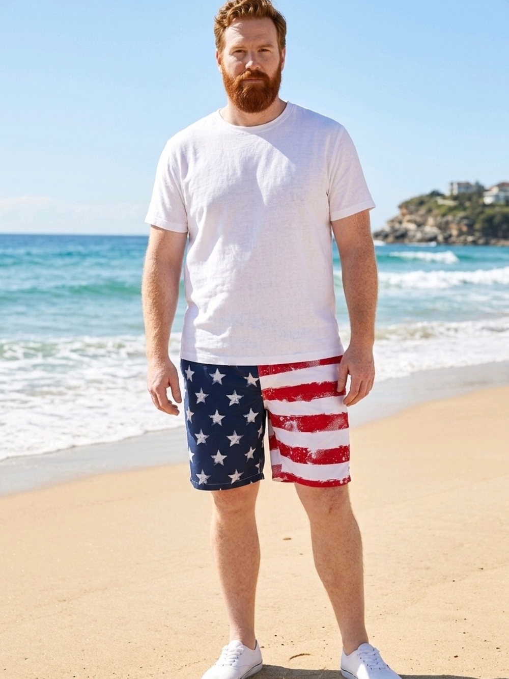 Teal Cove board shorts, a distressed American flag pattern Stars/Stripes XXL